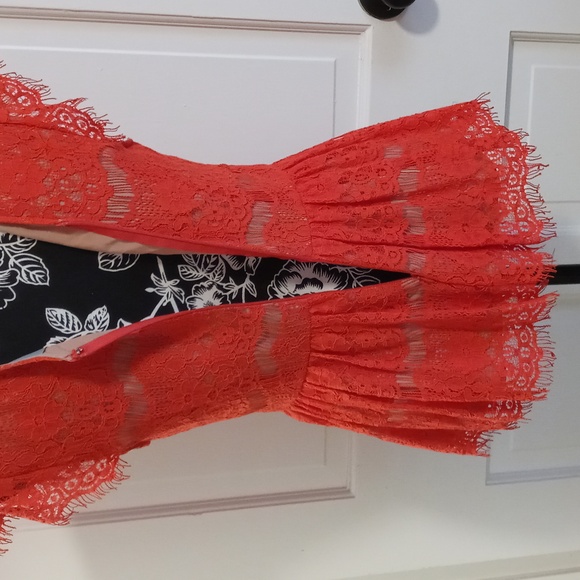 🧡Maeve🧡 - Red-Orange Lace S/S Peplum Top - Picture 6 of 12